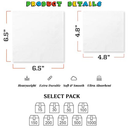 Personalized Wedding Cocktail Napkins PN1 - Wildflower Floral Custom Bridesmaid Beverage Papers, 4.8" & 6.5", Pack 50-1000