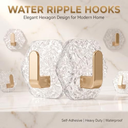 Self-Adhesive Bathroom Hooks Water Ripple Wall Hangers
