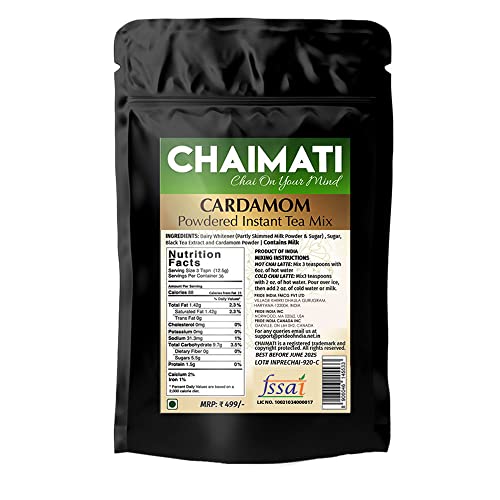 ChaiMati - Cardamom Chai Latte - Powdered Instant Tea Premix, 2 lbs Jar - Makes 100 Cups - Hot or Iced, Very Low Caffeine, Ready in seconds, Great for Gifting & Party - gets 'Chai on your Mind"