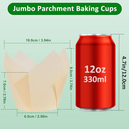 Natural Jumbo Tulip Cupcake Liners - 120 Pack Parchment Muffin Cups