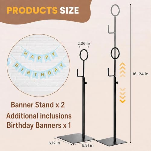 Adjustable Metal Banner Stands 2 Pack with Matching Banner for Events