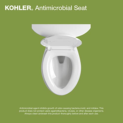 KOHLER 24494-A-96 Border Quiet Close Round Toilet Seat with ReadyLatch Hinge, Soft Close Toilet Seat Round, Toilet Seats for Standard Toilets, Biscuit