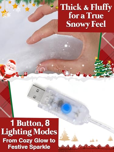 LED Fake Snow Blanket for Christmas Village Decor 63x17.7 inches