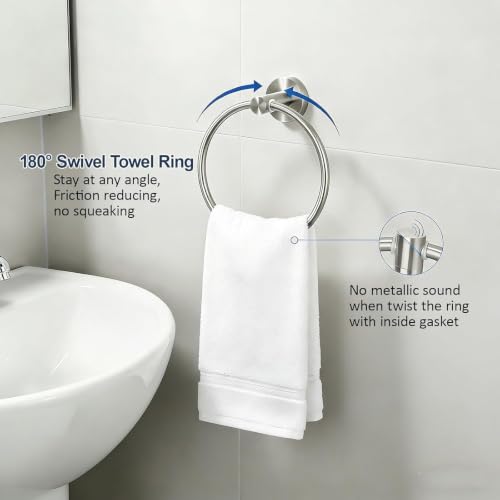 Brushed Nickel Bathroom Hardware Set with 12 and 24-Inch Towel Bars - Complete 7-Piece Kit