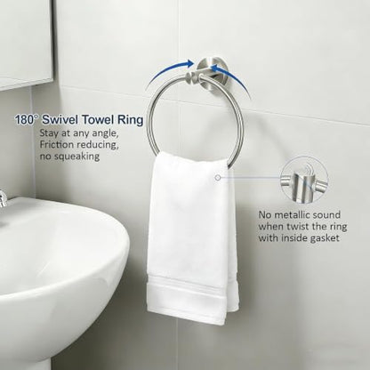 Brushed Nickel Bathroom Hardware Set with 12 and 24-Inch Towel Bars - Complete 7-Piece Kit