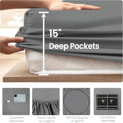 Grounding Sheets Grey Queen Size Cotton Silver Bed Sheet for Earthing