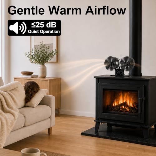Wood Stove Fan with 12 Blades Dual Motor Heat Powered Fireplace Fan
