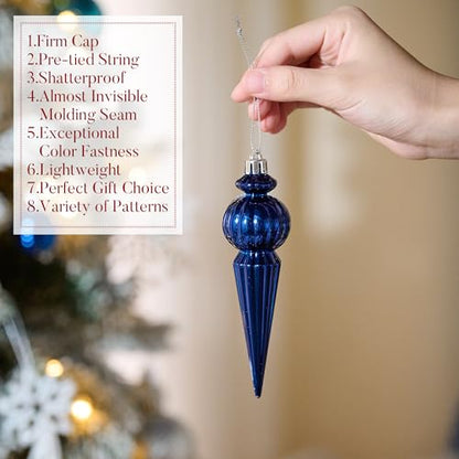 Valery Madelyn Navy Blue & Silver Shatterproof Christmas Ornament Set, 60ct - Var Blue Silver