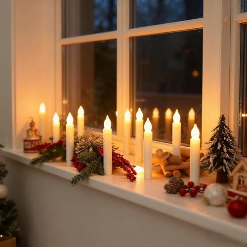 24 Pack Flameless Taper Candles Battery Operated LED Candlesticks No Remote - Warm Yellow Light