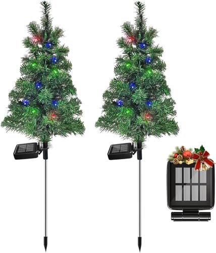 6 Pack Solar Christmas Tree Stake Lights Outdoor Waterproof Garden Decor