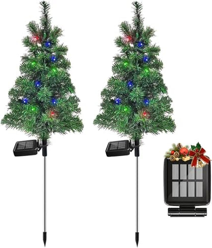 6 Pack Solar Christmas Tree Stake Lights Outdoor Waterproof Garden Decor
