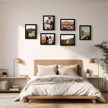 8x10 Picture Frame Set of 6 with Real Glass - Black Home Decor