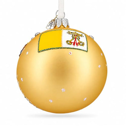 Vatican Glass Ball Ornament 3.25 Inches - Hand-Painted Religious Decor