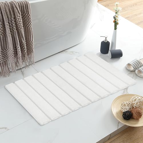 White Foldable Diatomaceous Bath Mat 23.6x15.4 Inches, 2-Pack