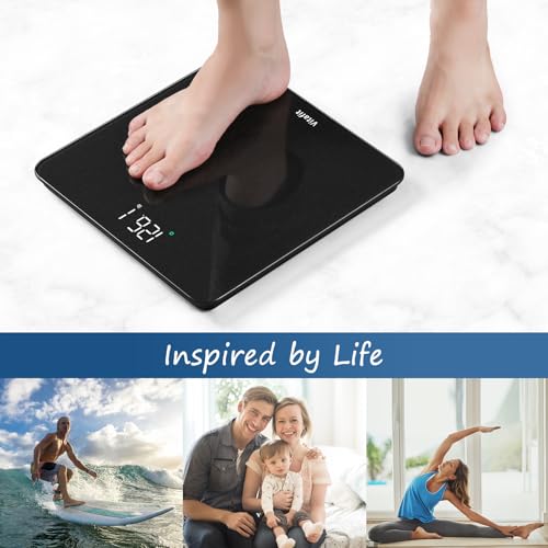 Vitafit Scale for Body Weight, High Accuracy 0.1lb by Our Professional Factory Since 2001, Digital Weight Scale LED and Step On, 3*AAA Batteries Included, 400lb/182kg, Spray Silver Black