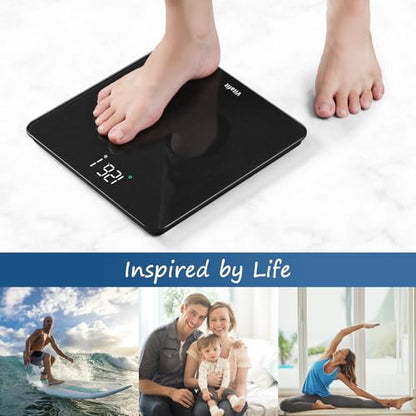 Vitafit Scale for Body Weight, High Accuracy 0.1lb by Our Professional Factory Since 2001, Digital Weight Scale LED and Step On, 3*AAA Batteries Included, 400lb/182kg, Spray Silver Black