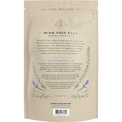 Harney & Sons Hemp Moringa | Deep Sleep Wellness Blend with Hemp, Moringa, Holy Basil & Herbs, 10 oz Bag