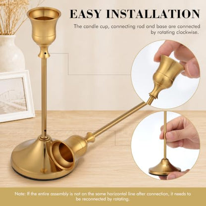 Brass Gold Candlestick Holders Set of 6 Taper Candle Holders for Halloween Christmas Home Decor