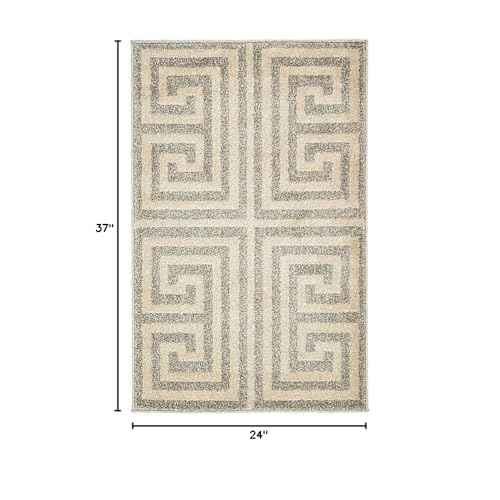 Unique Loom Athens Collection Classic Geometric Modern Border Design Area Rug, 2 ft x 3 ft, Gray/Beige
