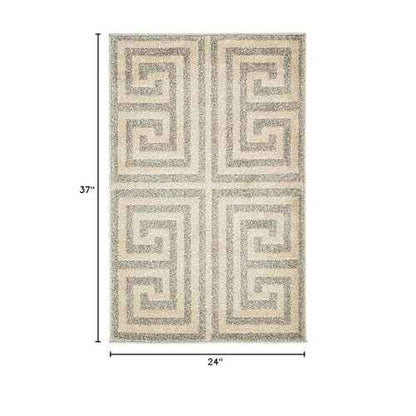 Unique Loom Athens Collection Classic Geometric Modern Border Design Area Rug, 2 ft x 3 ft, Gray/Beige