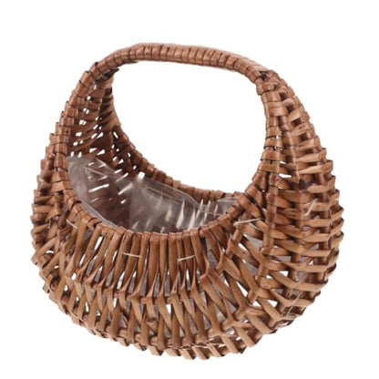 Wedding Flower Basket with Handle - Handwoven Willow Rustic Decor