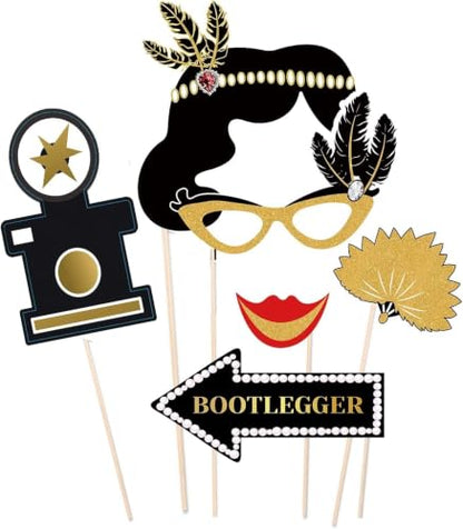 1920s Gatsby Photo Booth Props Set for Roaring 20s Party Decorations
