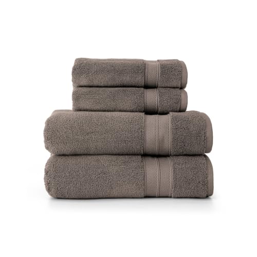 Taupe Luxury 4-Piece Bath Towel Set 600 GSM OEKO-TEX Cotton & Modal