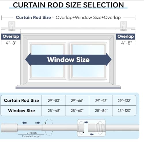No-Drill Curtain Rod for Windows White 6 Pack Adjustable & Rent-Friendly
