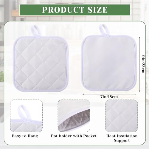 White 24 Pcs Sublimation Oven Mitts and Pot Holders Kit - Heat Resistant Kitchen Set