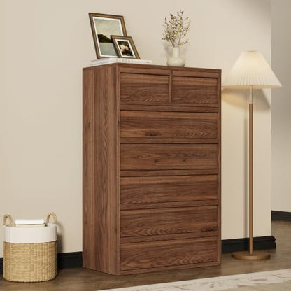 Garvee 7-Drawer Dresser, 46.8" Tall with Walnut Finish
