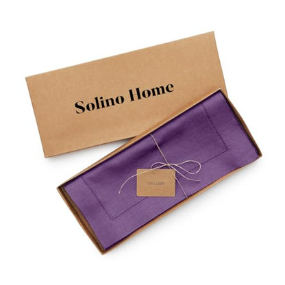 Pure Linen Table Runner 14x90 Inches - Elegant Purple, 100% European Flax