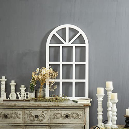 Farmhouse Window Frame Wall Decor, Distressed Wood Arch Panels 36 x 20