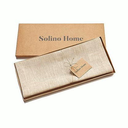 Champagne Beige Linen Table Runner 14 x 132 Inches - Athena