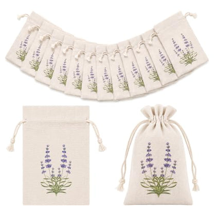 Small Cotton Lavender Sachet Bags - 12 Pack, Drawstring Storage Bags