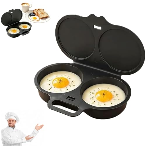 Dual Cavity Microwave Egg Poacher with Lid - Black | 2026 New