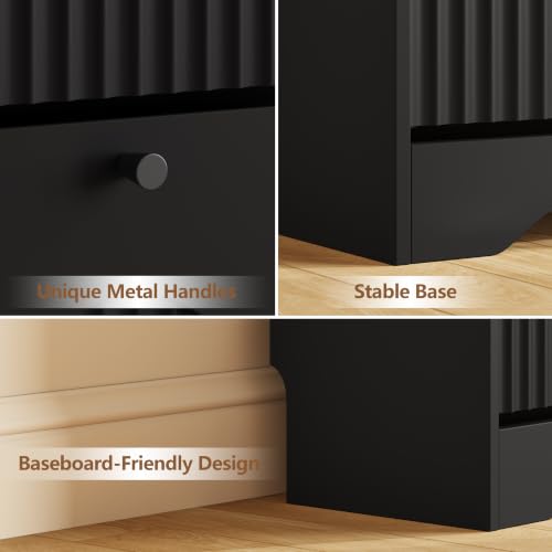 Slim Shoe Storage Cabinet with Flip Drawers and Wave-Edge Panels