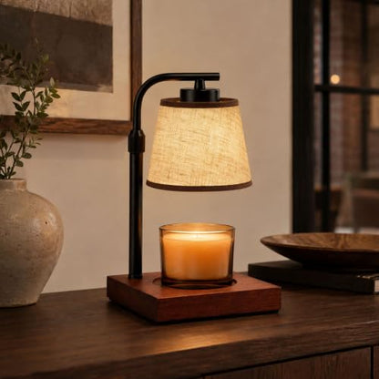 Black Dimmable Candle Warmer Lamp with Timer - L-Shape Table Light
