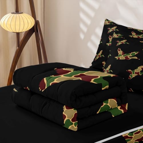 Kids Camouflage Comforter Set Full Maroon Brown Black Hunting Bedding 3 Pcs
