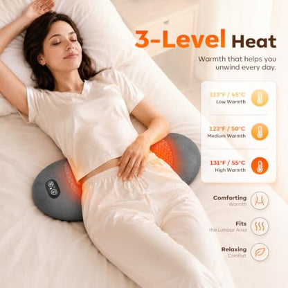 Electric Lumbar Back Massager with Heat Vibration & Traction - 3-in-1 Support