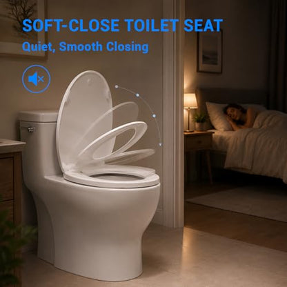 Elongated Toilet Seat with Built-In Toddler Seat, Soft Close, 18.5 Inch - Variation of THIS listing