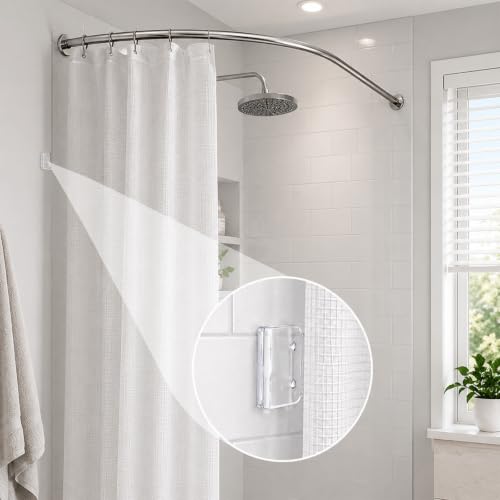 8PC Waterproof Shower Curtain Clips - No Drilling, Anti-Water Splash