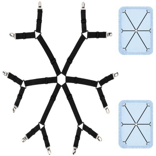 Adjustable Bed Sheet Fasteners - Elastic Mattress Corner Straps for All Mattress Sizes