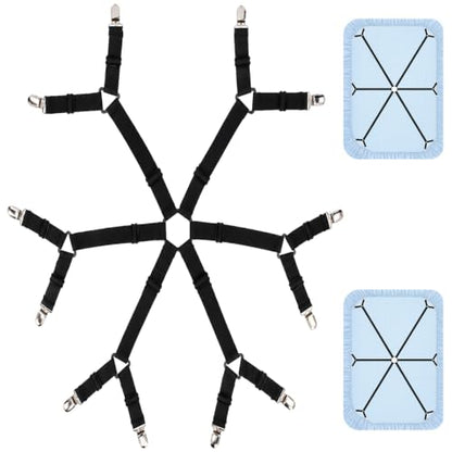 Adjustable Bed Sheet Fasteners - Elastic Mattress Corner Straps for All Mattress Sizes