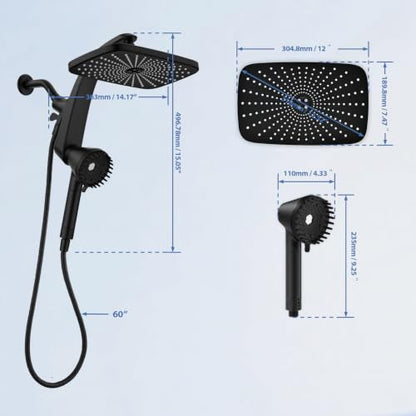 Filtered Shower Head with Replacement Cartridges - Black, 2-Pack