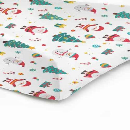 Santa Claus Snowman Changing Pad Covers,Unisex Fitted Christmas Tree Snowflake Changing Pad Cover for Baby Girls Boys,Soft Breathable Baby Changing Table Pads Sheets,Polyester Changing Pad Covers