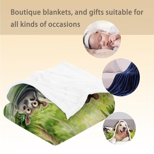 Cute Cartoon Hippo Flannel Throw Blanket 80x60 Inches - Soft Cozy Animal Blanket for Couch Bed Travel & Home Decor - Hippo22