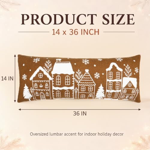 Christmas Gingerbread House Lumbar Pillow Cover - 14x36 Inches