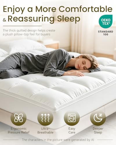 Queen Mattress Topper 1000gsm Ultra-Thick Quilted Cooling Memory Foam Fluffy Soft
