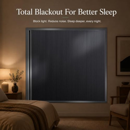 TIPIACE Blackout Honeycomb Shades - Full Black Single Side Opening Cellular Blinds