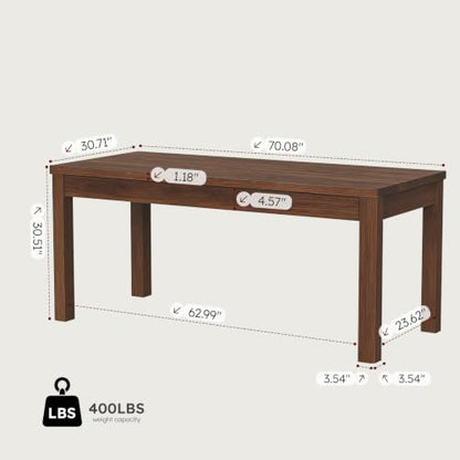 Walnut Farmhouse Dining Table for 6 - Rectangular Kitchen Table